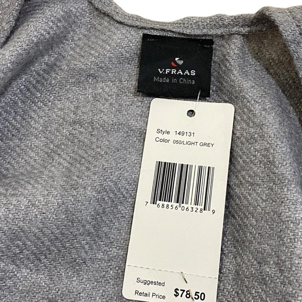 V Fraas Soft & Cozy Poncho Serape Wrap Ruana in Gray & Red Plaid Scottish NWT - Picture 15 of 16